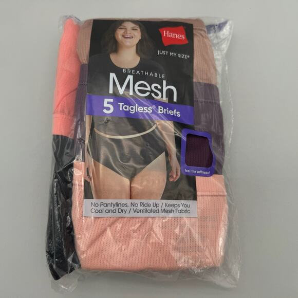 Hanes Other - Hanes Panties Womens 5X Brown Black Pink Neutrals Tagless Briefs Mesh Breathable